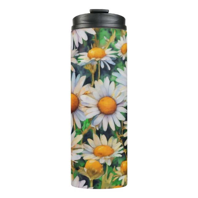Aquarell Daisy Blume Garten Thermosbecher (Vorderseite)