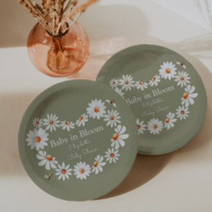 Aquarell Daisy & Bumble Bee Baby Dusche Pappteller