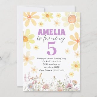 Aquarell Daisy Geburtstag Einladung jedes Alters