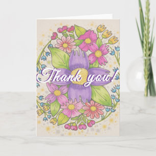 Aquarell-Dankeschön mit Blumenmotiv Karte