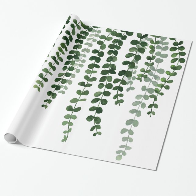 Aquarell, das grüne Reben kaskadiert Geschenkpapier (Ungerollt)