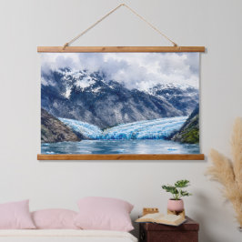 Aquarell Dawes-Gletscher Alaska Hütten Gemütliches Wandteppich Mit Holzrahmen