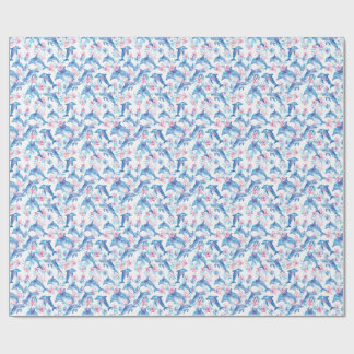 Aquarell Delfin Blumenmuster Geschenkpapier