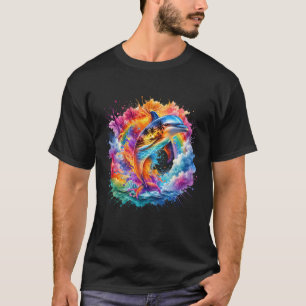 Aquarell-Delfin springt Strand Sonnenuntergang Tro T-Shirt