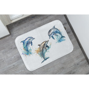 Aquarell-Delfin-Trio Badematte