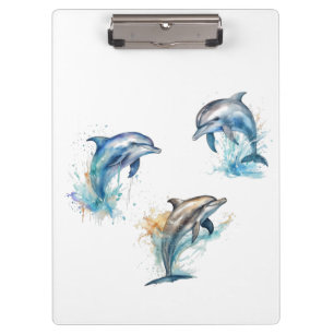 Aquarell-Delfin-Trio Klemmbrett