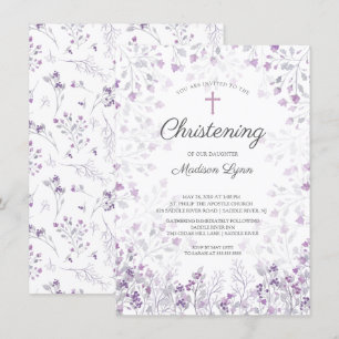 Aquarell Delikate Purple Blumen Christine Einladung