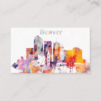 Aquarell-Denver-Stadt-Skyline Visitenkarte