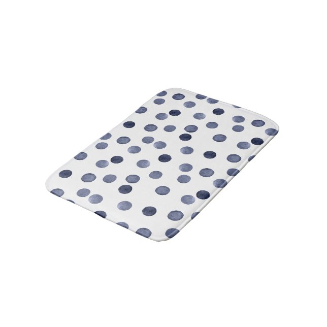 Aquarell Der blaue Polka-Punkt. Badematte (Schrägansicht)