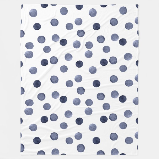 Aquarell Der blaue Polka-Punkt. Fleecedecke (Vorderseite)