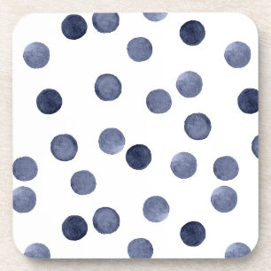 Aquarell Der blaue Polka-Punkt. Getränkeuntersetzer