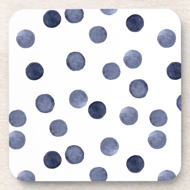 Aquarell Der blaue Polka-Punkt. Getränkeuntersetzer (Vorderseite)