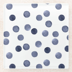 Aquarell Der blaue Polka-Punkt. Glasuntersetzer