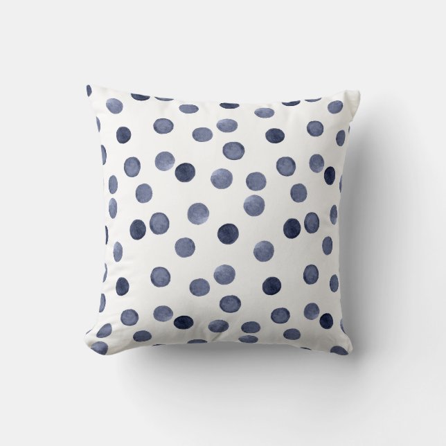 Aquarell Der blaue Polka-Punkt. Kissen (Vorderseite)