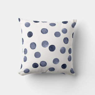 Aquarell Der blaue Polka-Punkt. Kissen