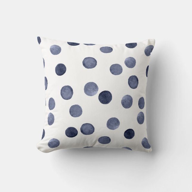 Aquarell Der blaue Polka-Punkt. Kissen (Vorderseite)