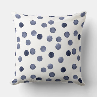 Aquarell Der blaue Polka-Punkt. Kissen