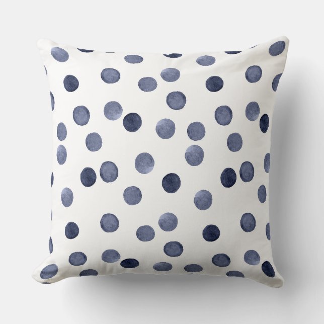 Aquarell Der blaue Polka-Punkt. Kissen (Vorderseite)