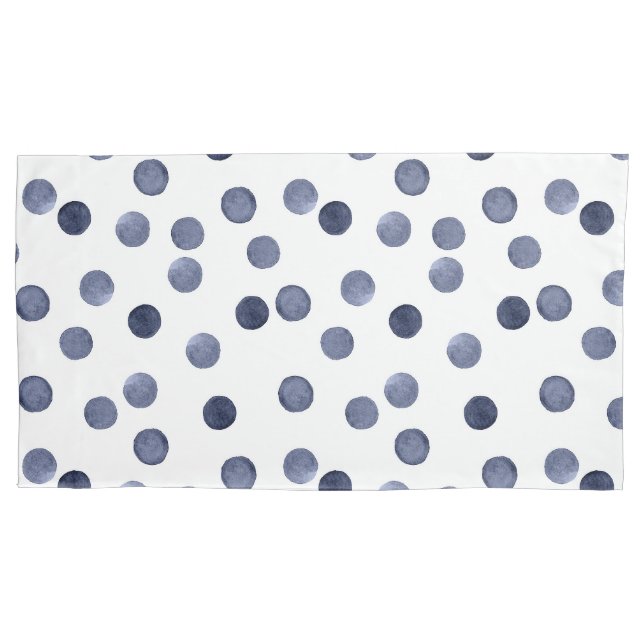 Aquarell Der blaue Polka-Punkt. Kissenbezug (Vorderseite)