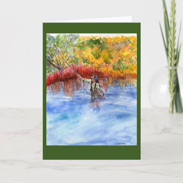 Aquarell der Fliegerin + Herbstfarben Karte (Vorderseite)