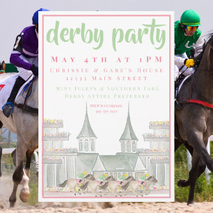 Aquarell-Derbyparty-Ikonische Rennstrecke Elegant Einladung