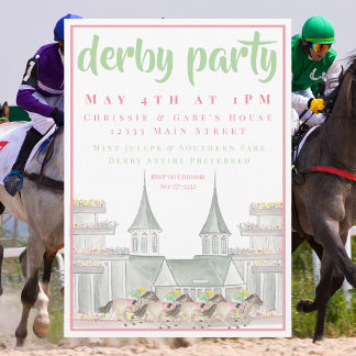 Aquarell-Derbyparty-Ikonische Rennstrecke Elegant Einladung
