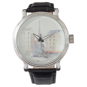 Aquarell des Eiffelturm-  Paris Armbanduhr