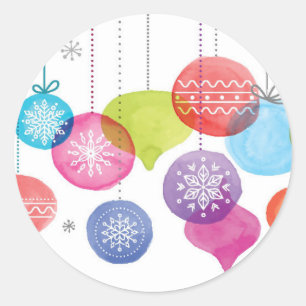 Aquarell des Weihnachten - Runder Aufkleber