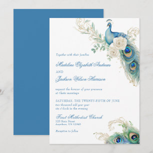 Aquarell-Designer Blaue Monogramm-Wappen-Hochzeit Einladung