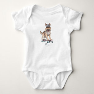 Aquarell-Deutsch-Schäferhund-Baby-Body Baby Strampler