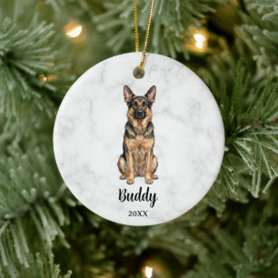 Aquarell Deutsche-Schäferhund-Hundenamens-Haustier Keramik Ornament