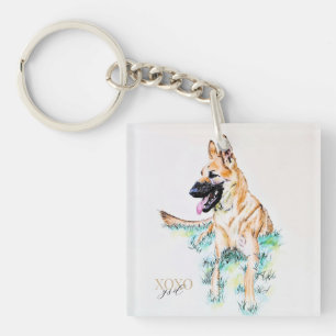 Aquarell Deutsche Schafherde Malinois XOXO Schlüsselanhänger