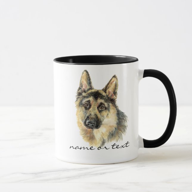 Aquarell Deutscher Schäferhund Haustier Hund Tier Tasse (Rechts)