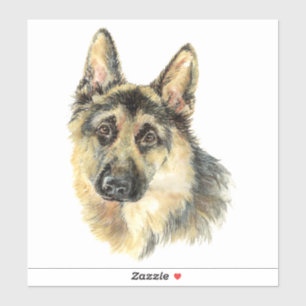 Aquarell Deutscher Schäferhund Haustier Tier Aufkleber
