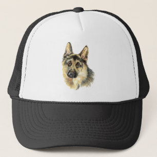 Aquarell Deutscher Schäferhund Haustier Tier Natur Truckerkappe