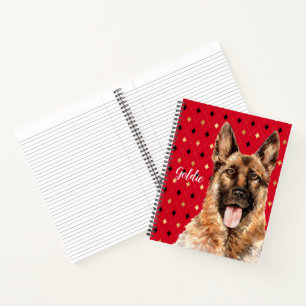 Aquarell Deutscher Schäferhund personalisiert Notizbuch