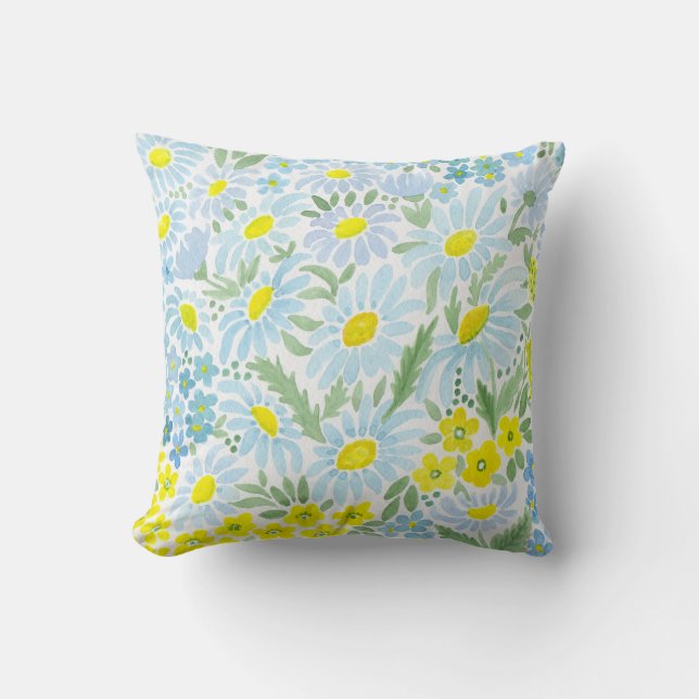 Aquarell Die Blume des Feldes . Chamomile Kissen (Vorderseite)