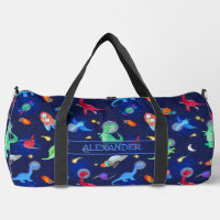 Aquarell-Dinosaurier-Astronauten im Weltraum Blau