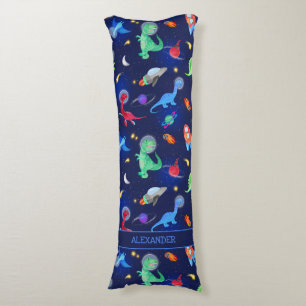 Aquarell-Dinosaurier-Astronauten im Weltraum Blau Seitenschläferkissen