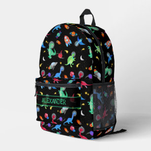 Aquarell-Dinosaurier-Astronauten im Weltraum Schwa Bedruckter Rucksack