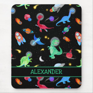 Aquarell-Dinosaurier-Astronauten im Weltraum Schwa Mousepad