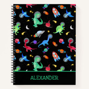 Aquarell-Dinosaurier-Astronauten im Weltraum Schwa Notizbuch