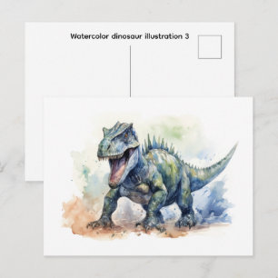 Aquarell-Dinosaurier-Illustration 3 Postkarte
