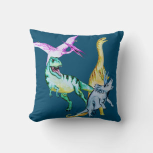Aquarell-Dinosaurier-Kinder Kissen