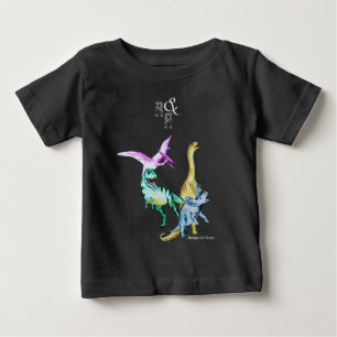 Aquarell-Dinosaurier-Toben und Brüllen Baby T-shirt