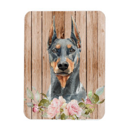 Aquarell Doberman & Blume Magnet