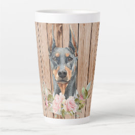 Aquarell Doberman & Blume Milchtasse