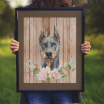 Aquarell Doberman & Blume