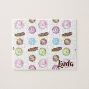 Aquarell-Donuts Eclairs Doughnut Bunt