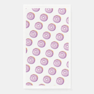 Aquarell-Donuts Handgemaltes Muster Lila Serviette